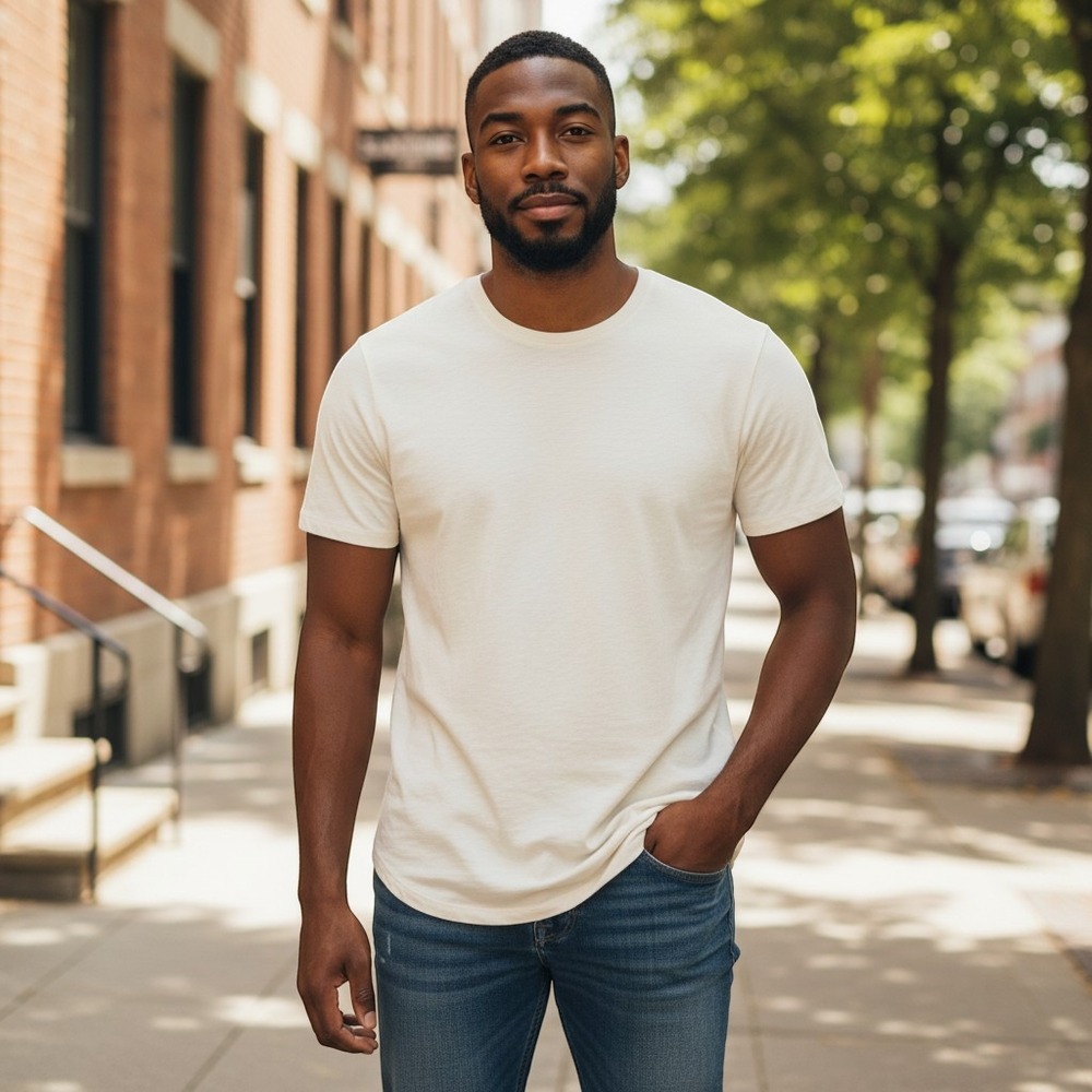 Buck Mason White Sand Venice Wash Slub Curved Hem Tee BM11001.102 Mens M